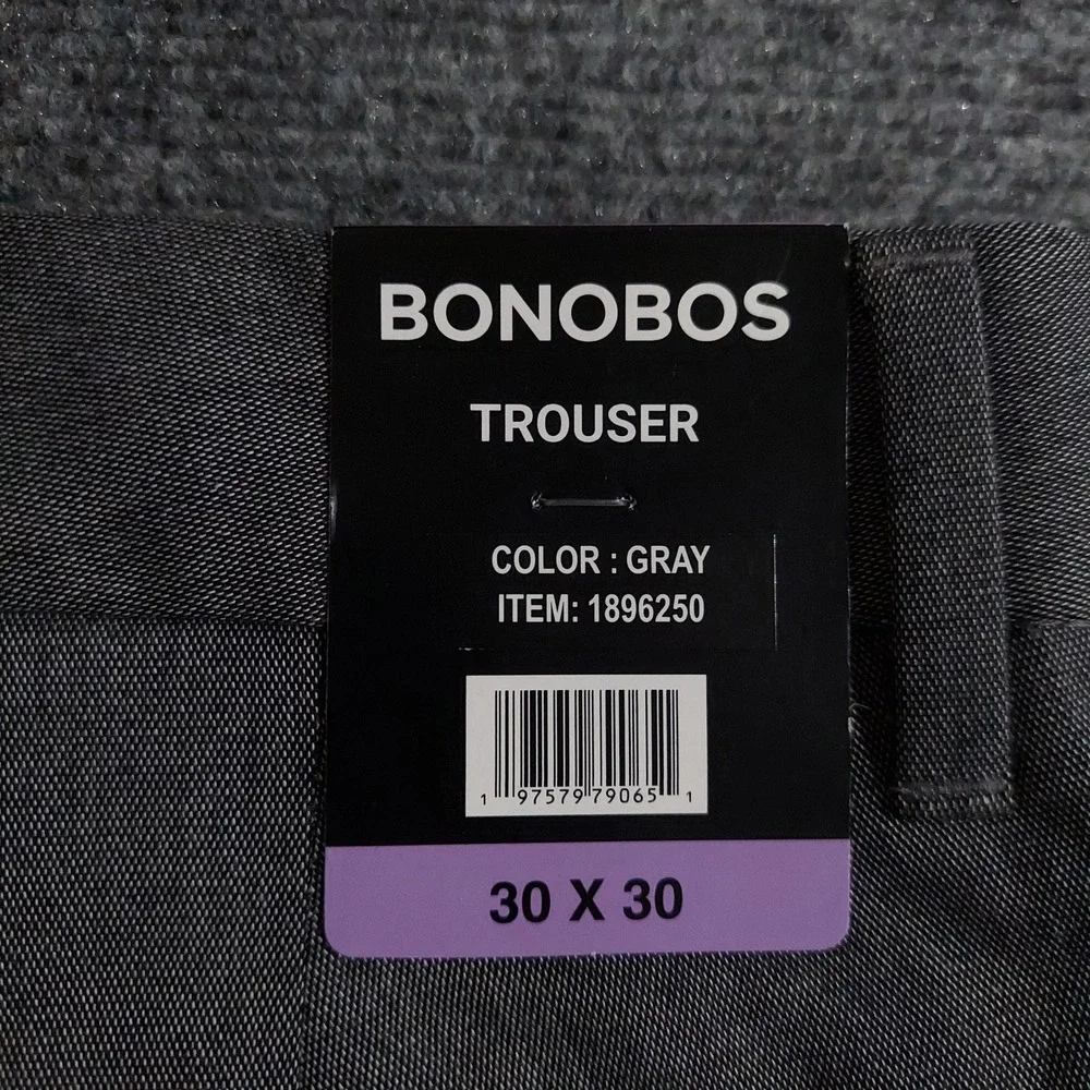 Bonobos Trouser Men 30x30 Gray Cotton Spandex Stretch Flat Front Pants 1896250